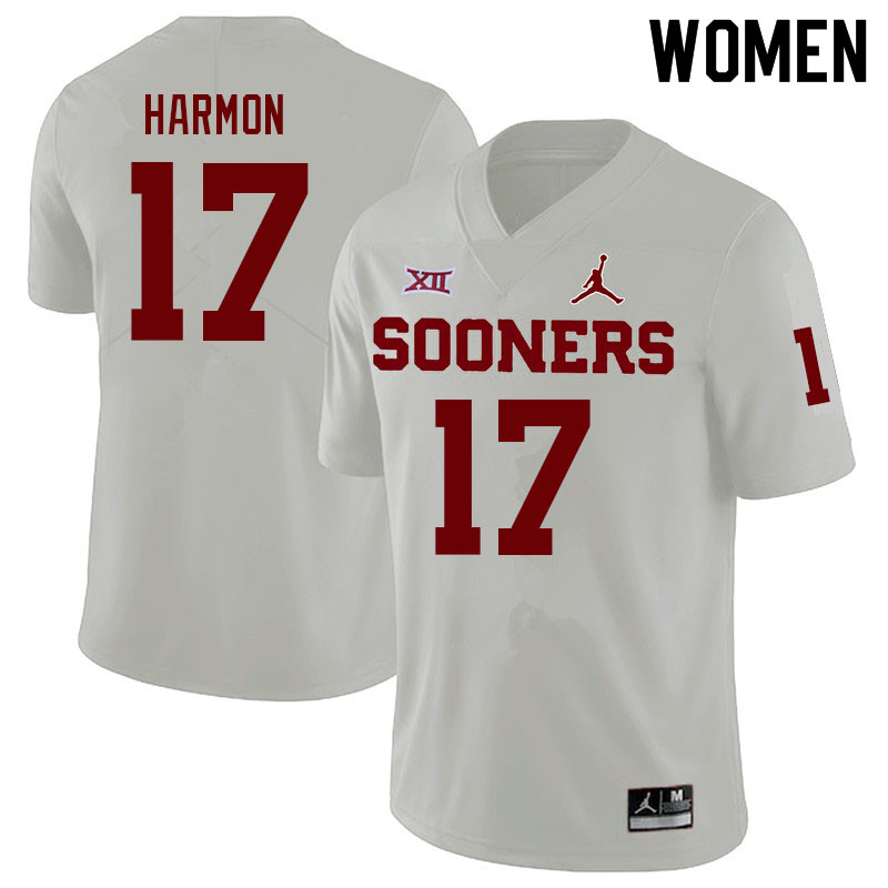 Women #17 Damond Harmon Oklahoma Sooners College Football Jerseys Sale-White - Click Image to Close
